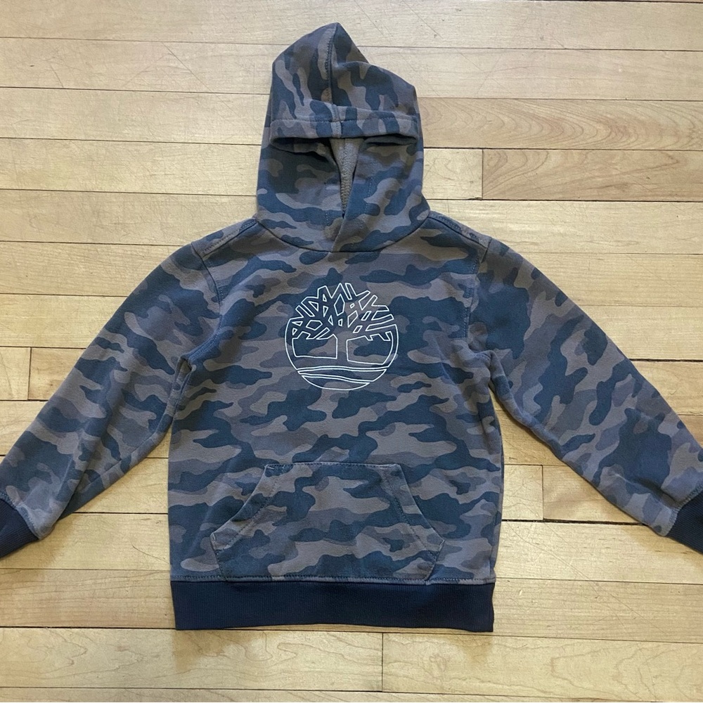 Boys Brown Camo Timberland Pullover Hoodie Sweatshirt Size 6